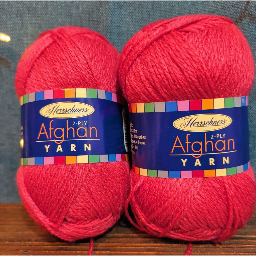 Herrschners Afghan Yarn Lot 2 Skeins 2 Ply Grapefruit Acrylic 220 Yards Each